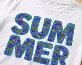 Camiseta con estampado veraniego PNG, arándano PNG, descarga de camiseta PNG, camiseta frutal, verano PNG, PNG para camiseta, camiseta de verano
