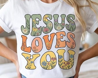 Jesús te ama PNG, PNG cristiano, diseño de camiseta, Jesús cristiano PNG, PNG religioso, Dios Fe (descarga digital)