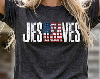 Jesus Saves USA PNG, Red White Blue Bible Shirt, Christian 4th of July Sublimation, Patriotic Faith Design, Stars Stripes Png