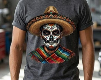 Calavera PNG, Calavera de azúcar PNG, Día de Muertos PNG, Tatuaje PNG, Diseño de camiseta gótica, Diseño de camiseta de Halloween (Descarga digital)