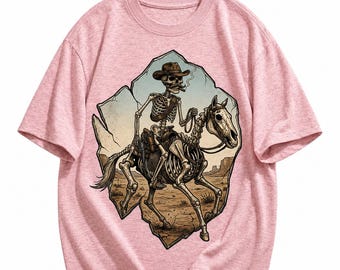 Calavera PNG, esqueleto vaquero, calavera vaquera PNG, calavera occidental PNG, diseño de camiseta gótica, arte de esqueleto, sublimación de Halloween, camiseta de verano