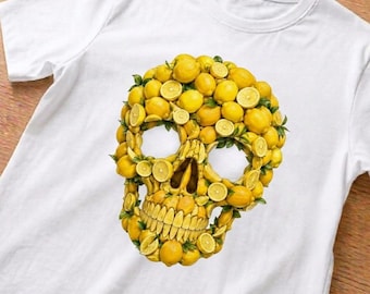 Calavera PNG, Limón PNG, Calavera de limón PNG, Calavera cítrica PNG, Diseño de camiseta gótica, Arte de limón, Diseño de camiseta de Halloween (Descarga digital)