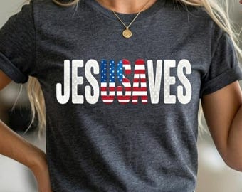 Jesus Saves PNG, Patriotic Faith Shirt Design, USA Flag Christian Sublimation, Christian 4th of July PNG, Religious America Png Download