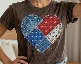PNG de patchwork falso, camiseta PNG de corazón de patchwork, corazón PNG, corazón de patchwork falso PNG (descarga digital)