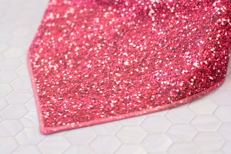 Triple Layer-Double Stitched Beauty Adjustable 3 Snap Custom Neck Size Bandana Cotton Pink Digital Glitter Dog Bandana