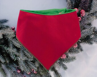 Noelle -Shimmer- Christmas Dog Bandana- Adjustable 3 Snap Custom Neck Size - Double Layered - Double Stitched - Cotton