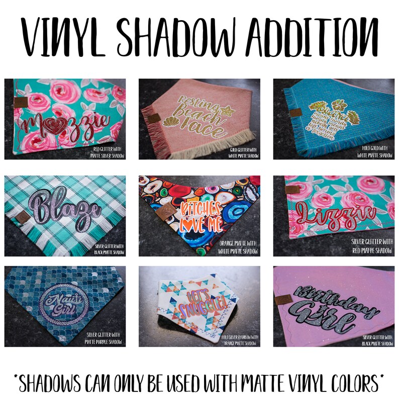 Glitter /& HOLO Options Matte Bandana NOT included Let/'s Flamingle Monogram Addition for Dog Bandana