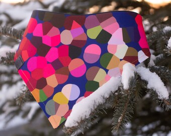 Confetti - New Year Dog Bandana- Watershield Eco Canvas, Water, Stain, Hair, Wrinkle Resistant 3 Snap Custom Neck Size