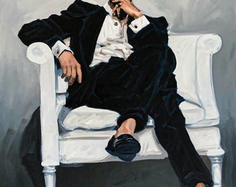 Oil Painting Study: Man in Suit, Elegant Portrait Art