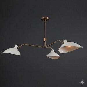 Moderne spoetnikkroonluchter uit het midden van de eeuw – 3-lichts messing semi-inbouwhanger