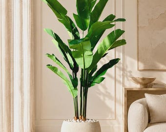 Artificial Bird of Paradise Plant, 6-Foot PVC Palm, Low Light Greenery (Plant Only)