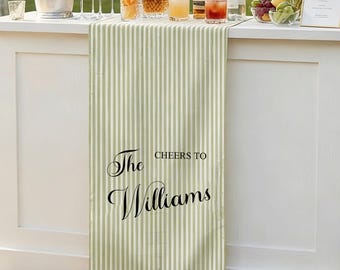 Personalized Linen Striped Bar or Event Sign,Custom Wedding Table Runner,Wedding, Birthday,Anniversary Sign,Custom Name Bar Wedding Sign
