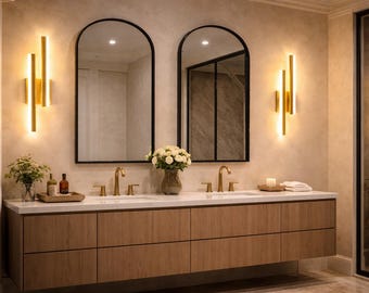 Modern Minimalist LED Wall Light – Black Gold – 50cm Wall Sconce for Bedroom, Living Room & Hallway