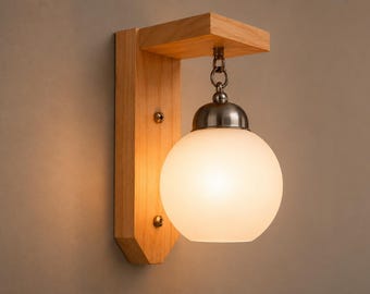 Modern Wooden Wall Lamp Collection – Nordic Wall Sconce, E14/E27, Warm Ambient Lighting for Bedroom, Hallway & Living Room
