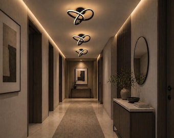 Modern LED Ceiling Light 24cm – Black or White Minimalist Design – Small Space Lighting – Bathroom Bedroom Hallway Lamp – Contemporary Flush