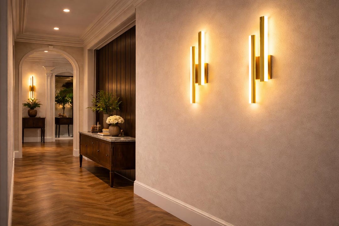 Modern Minimalist LED Wall Light – Black Gold – 50cm Wall Sconce for ...
