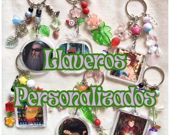 Personalized Acrylic Keychains with Charms / Pendants / Beads of the Theme or Your Photo of Your Choice!