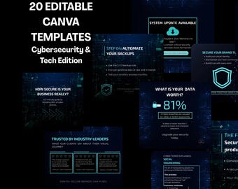 LinkedIn Cybersecurity Canva Templates: Tech Brand Identity for IT Consultants (Digital Download)