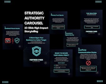 Cybersecurity Canva Carousel Template 10 Slide IT Tech Authority LinkedIn Lead Gen Assets Kit