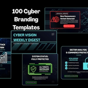 100 Cybersecurity Social Media Templates: Editable Canva Brand Identity Kit for Tech Businesses