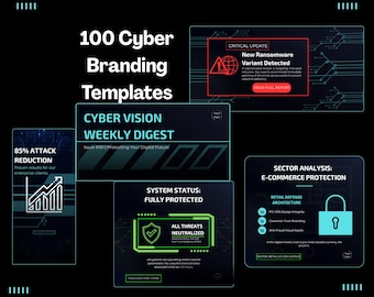 Cybersecurity Visual Authority Kit: 100+ Canva Templates | Tech Brand Identity, LinkedIn Carousels, Infographics & Newsletters