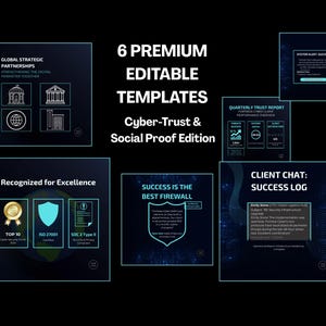 Cybersecurity Social Proof Kit: 6 Canva Templates (ISO, SOC2, MSP)