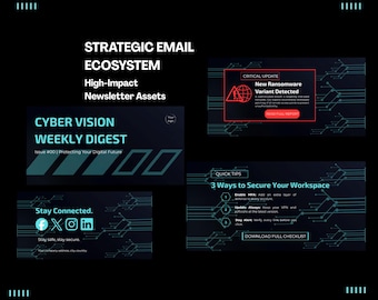 Cybersecurity Canva Email Newsletter Templates IT Tech Branding Kit Weekly Digest Headers Professional Alerts