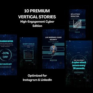 Cybersicherheit Instagram Stories: 10 Tech Branding Canva Templates für IT Experten und StartUps