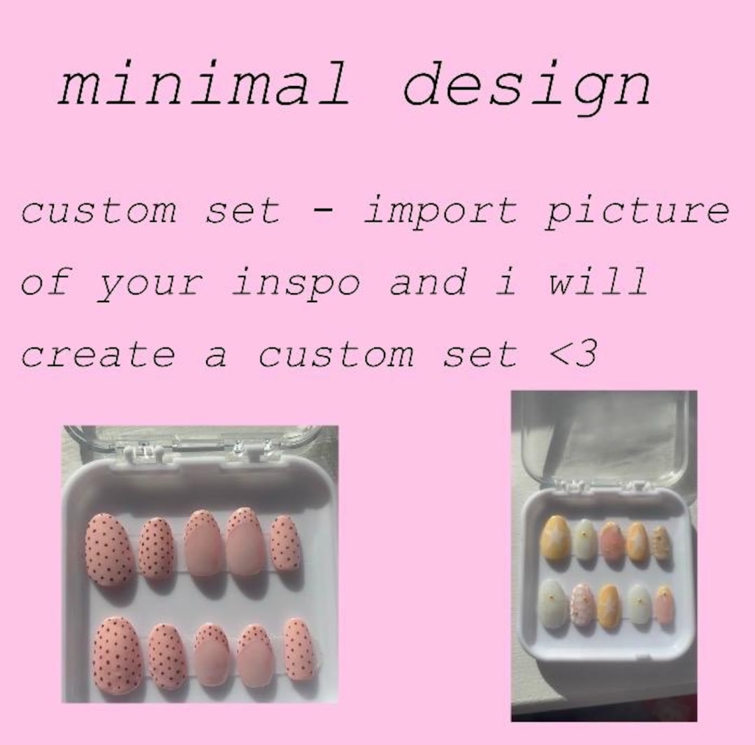 Custom Nail Set Custom Press on Nail Set- Minimal Design. No 3d Gel, Quite Simple Not ...