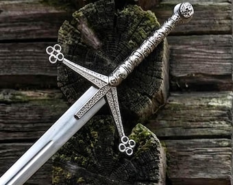 Handmade Scottish Claymore Sword | J2 Steel Highland Claymore | Black Medieval Replica, Best Birthday Anniversary Gift For Him & Dad