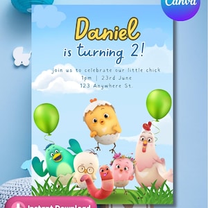 Como Chick Birthday Invitation Template Editable in Canva