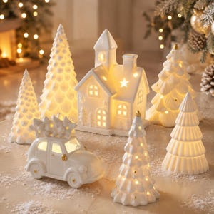 White ceramic christmas village