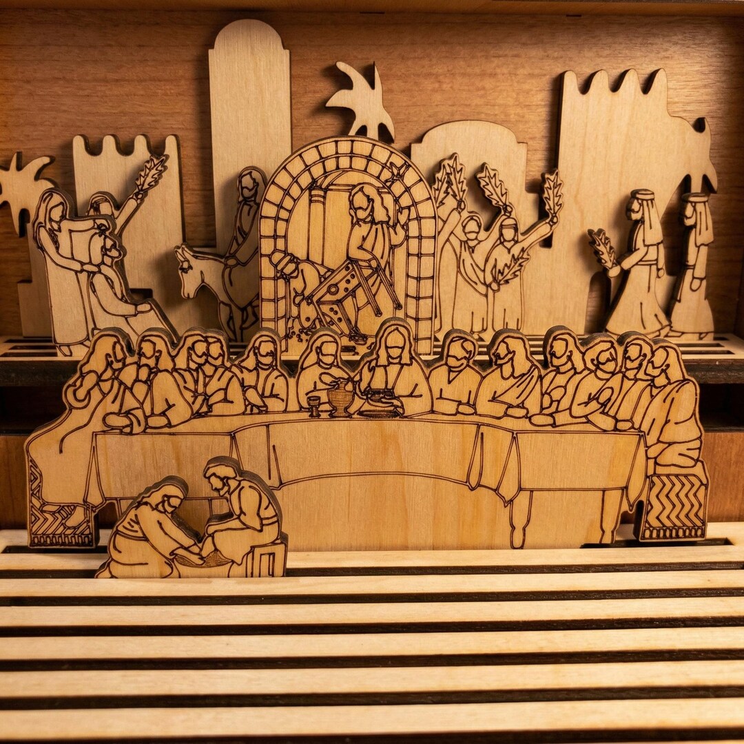Laser Cut Wooden Nativity Scene Box Set | Christian Diorama Manger ...