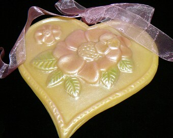 Handmade Artisinal Beeswax Ornament / Wall Art - Charming PRIMROSE HEART