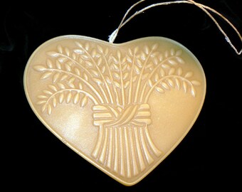 Handmade Artisanal Beeswax Ornament - BOUNTIFUL HEART / Wheat Sheaf
