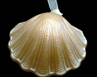 Handmade Artisanal Beeswax Ornament - Seashell SCALLOP / CLAM