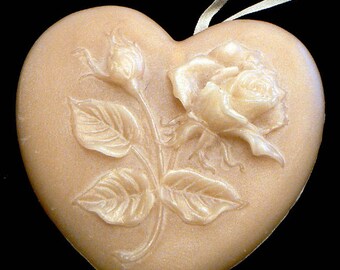 Handmade Artisanal Beeswax Ornament - ROSE CAMEO HEART