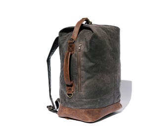 Handgemachter Rucksack, gewachster Seesack aus Canvas, verstellbare Rucksackgurte, leichter Lederrucksack, wasserabweisend, Premium-Geschenk für Männer