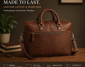 Borsa per laptop in pelle personalizzata, valigetta in pelle su misura per uomo e donna