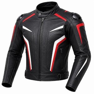 Chaqueta de cuero para motociclista de hombre / Ropa de motociclista de cuero auténtico