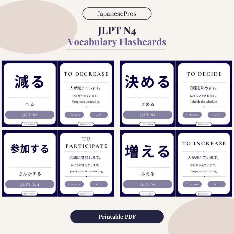 JLPT N4 Essential Verbs Flashcards – 50 Intermediate Japanese ...