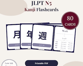 JLPT N5 Kanji Karteikarten | 80 Japanische Karten für Anfänger (PDF Download)