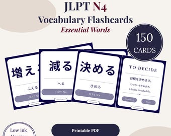 JLPT N4 Vokabelkarten - 150 wichtige japanische Vokabeln (druckbare PDF)