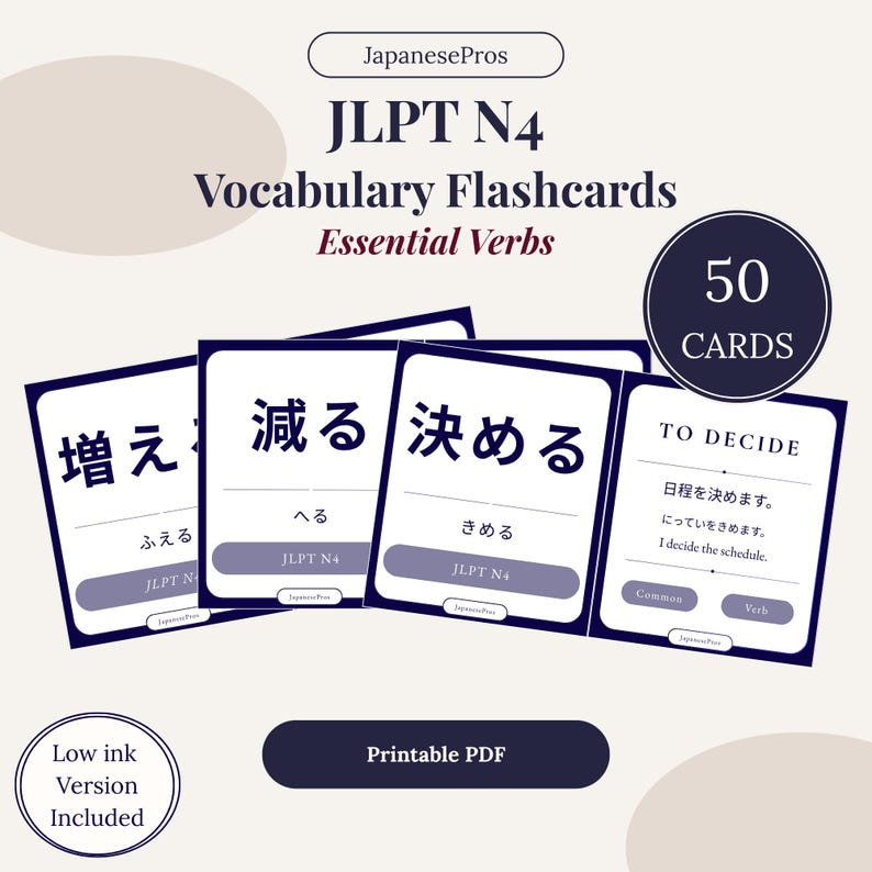 JLPT N4 Essential Verbs Flashcards – 50 Intermediate Japanese ...
