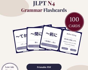 JLPT N4 Grammatik Flashkarten - 100 wichtige Japanisch-Lernkarten (Digitaler Download)