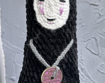 Kaonashi Inspired Amigurumi Plush – Handmade Crochet No-Face Spirit Toy, Gift for Anime Lovers, Decor