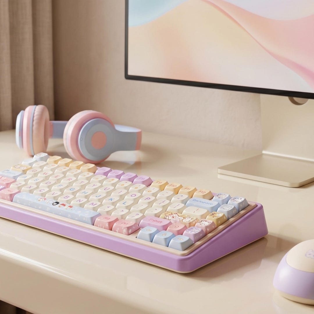 Pastel Kawaii PBT Keycap Set, 133 Keys, KOA Profile Mechanical Keyboard ...