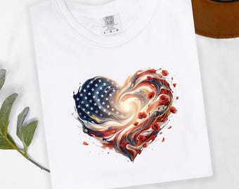 American Flag Shirt, Heart Memorial Day American Flag T-Shirt, 4th Of July Shirt, Poppy Flower Shirt, Patriotic Gifts
