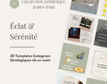 30 Templates Instagram Bien-être et Lifestyle | Pack Canva Français Beige et Sauge | Contenu Prêt à Poster
