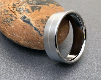 Solid Titanium and Platinum Band, Mens or Womens Ring, Narrow or Wide Widths, Simple Ring, Custom Made To Order